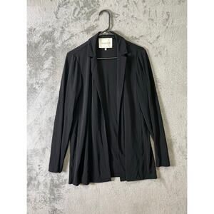 Lafayette 148 Matte Jersey Open Front Jacket Black Small Classic Minimalist